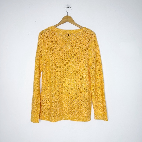 Talbots Women’s XL Open Knit Sweater Yellow Cotton Blend NWT - Picture 2 of 5